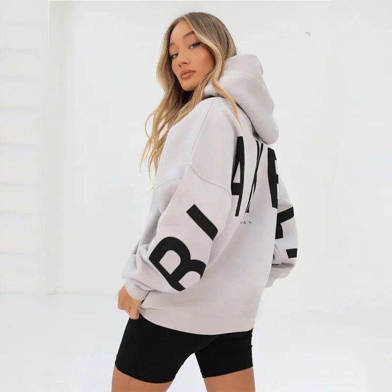 Y2K New in Hoodies & Sweatshirts Winter Fashion Printed Thickened Versatile Long Sleeve Baggy Hoodies Woman Clothing - ATFH