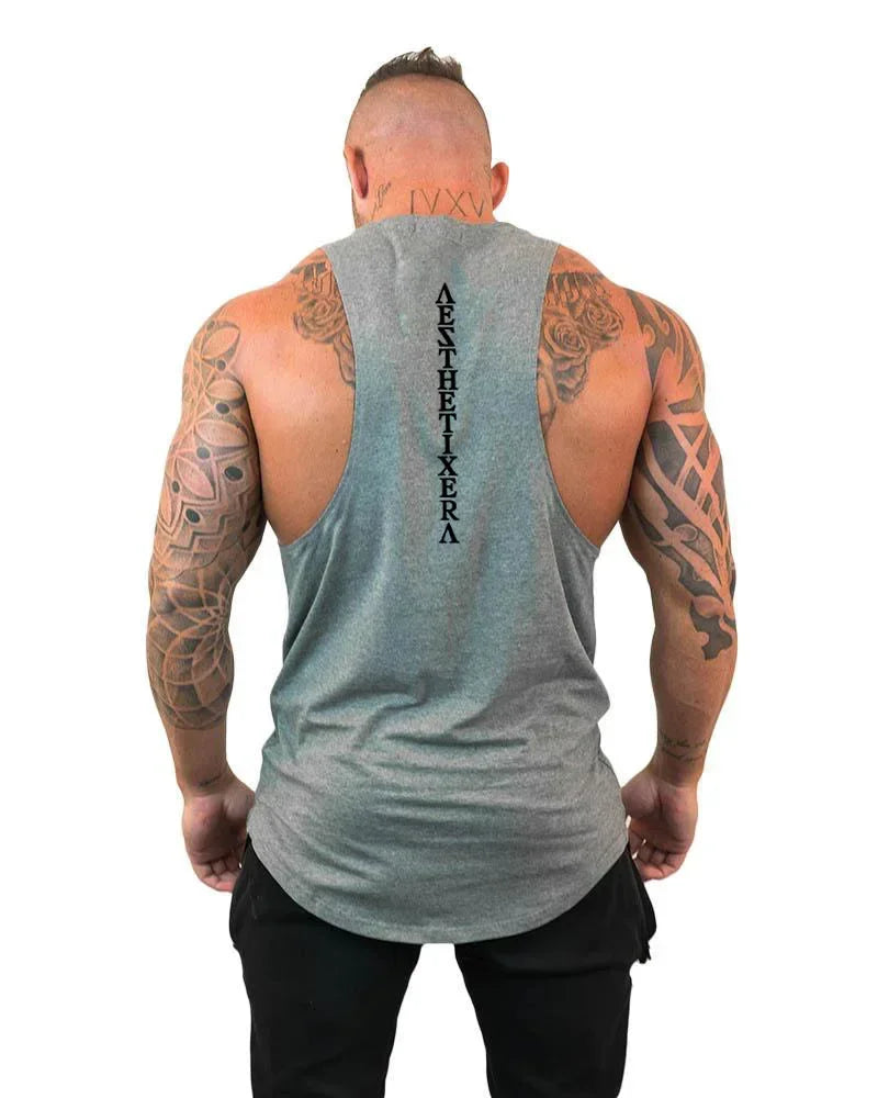 Outdoor Jogging Undershirt Men Canotta Bodybuilder Tank Top Workout Singlet Fitness Stringer Muscle Breathable Sleeveless Shirt