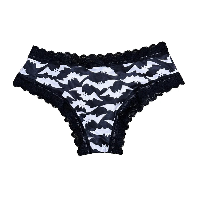 Underwear Women's Lace Edge Sexy Panties Gothic Style Lingerie Rose Skull Personalized Comfortable Breathable Triangle Pants