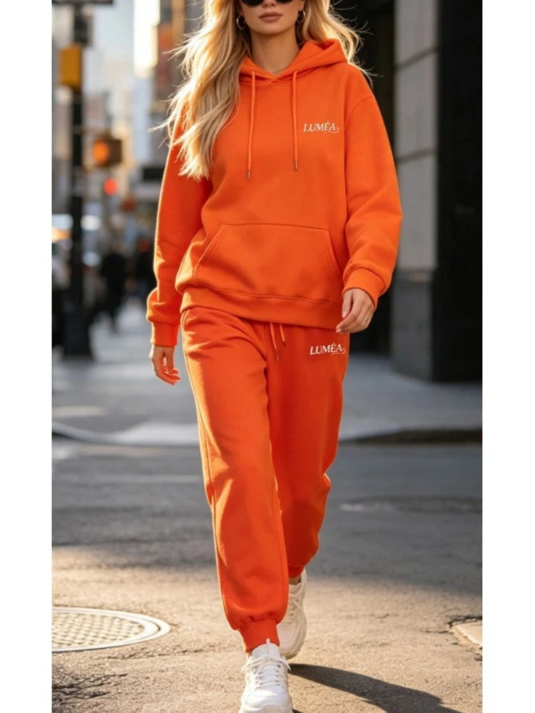 Women's Tracksuit Hoodies Trousers 2PCS Suit Winter Sports Jogging Outfits Fashion Street Designer Clothes for Women Pants Set