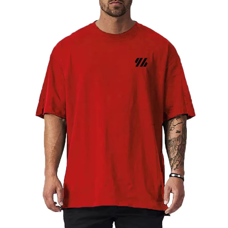 2026 Summer Trend Oversized T-shirt Breathable Cotton Blend Minimalist Geometric Logo Print Unisex Casual Short Sleeve Tee ATFH