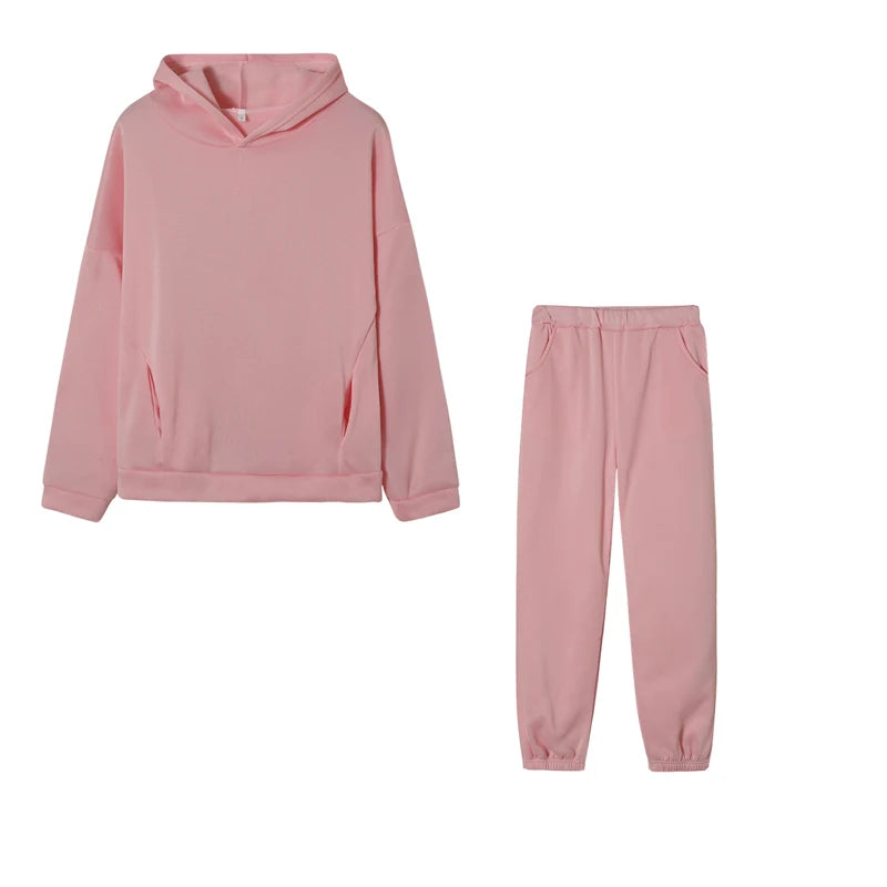 Monochrome Hooded Hoodie Set Casual Two-Piece Set European and American New Fashion Hot Selling 2025 Autumn and Winter