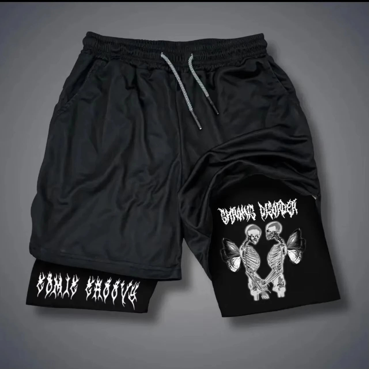 Men's Printed Shorts 2-in-1 Sweatpants Sports Exercise Running Pants with Mobile Phone Pocket Breathable Quick Dry Men Clothing