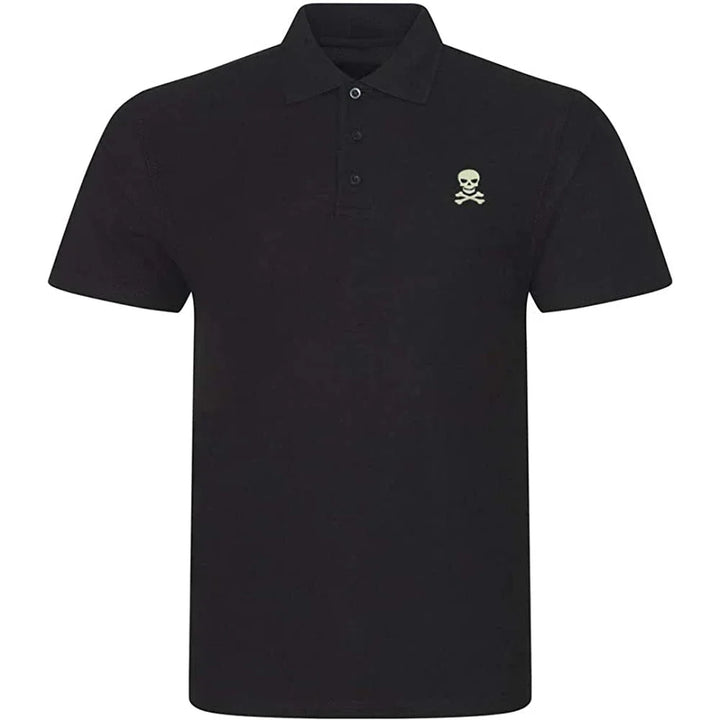 Lyprerazy Men's Polo Shirt Skull and Crossbones Embroidered Short Sleeve Polo-Shirt Embroidery Casual Golf Shirt