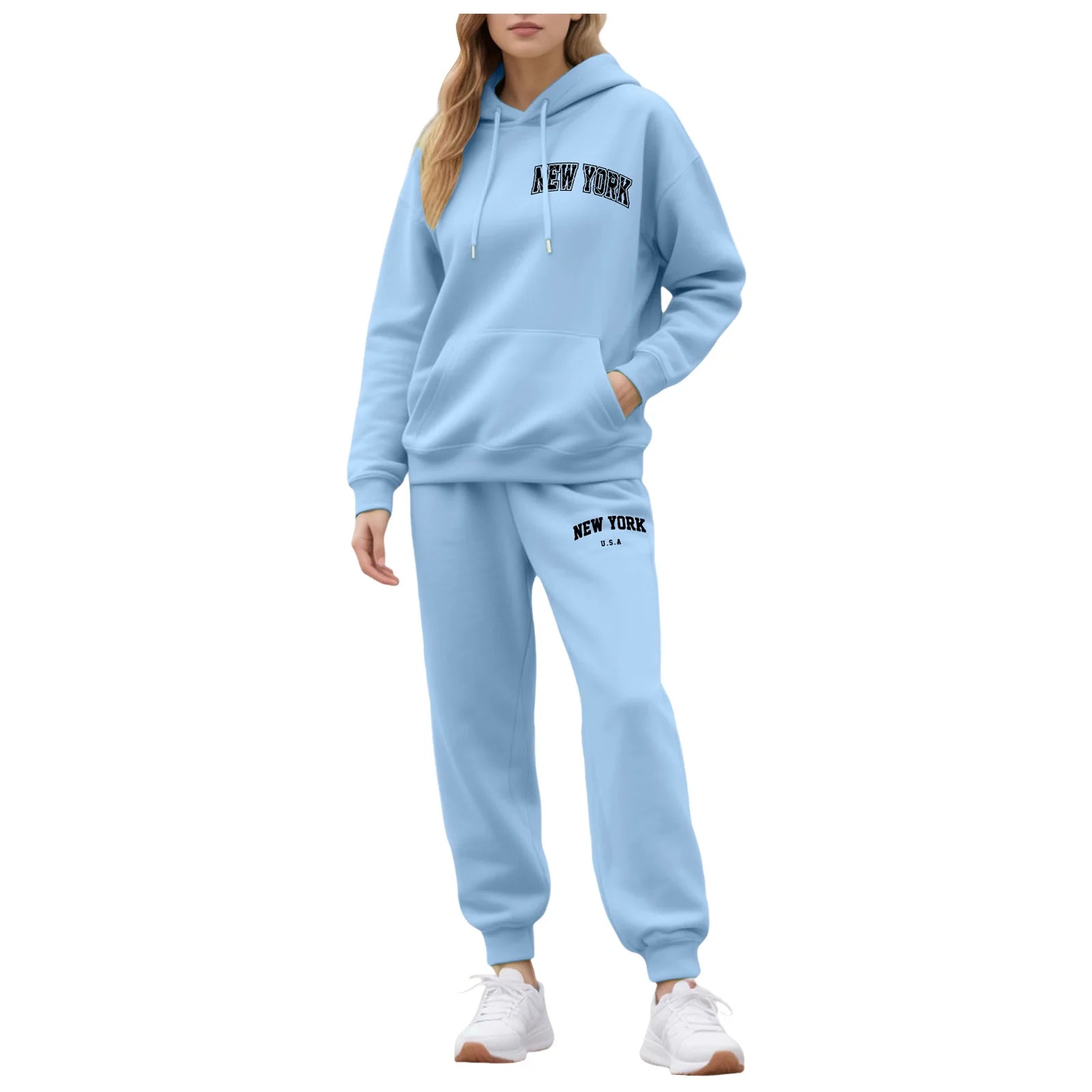 Two-Piece Tracksuit For Women Letter Print Hoodie And Pants Set Long Sleeved Hooded Sweatshirt+Sweatpants Suit Casual Sportswear