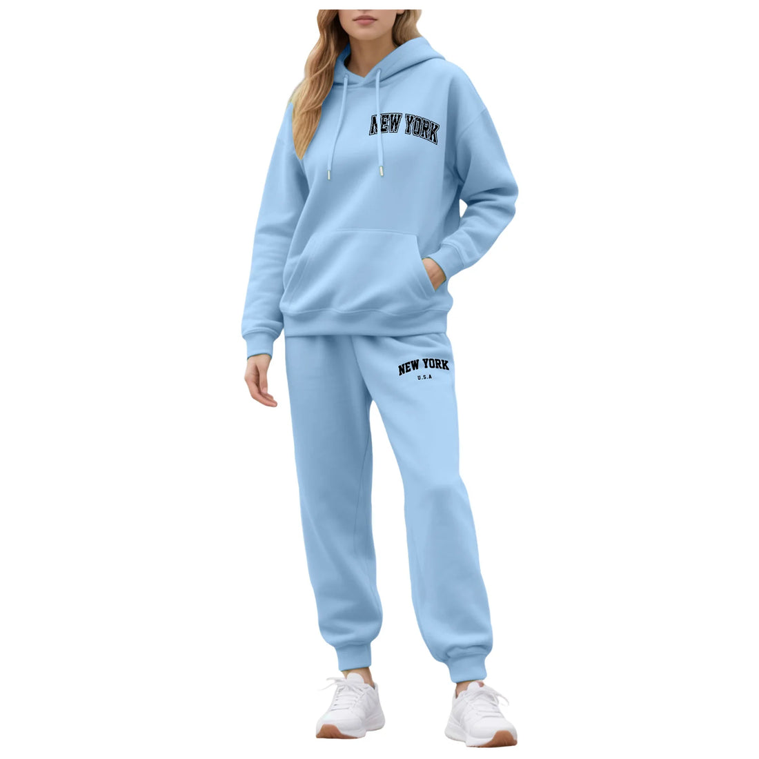 Two-Piece Tracksuit For Women Letter Print Hoodie And Pants Set Long Sleeved Hooded Sweatshirt+Sweatpants Suit Casual Sportswear