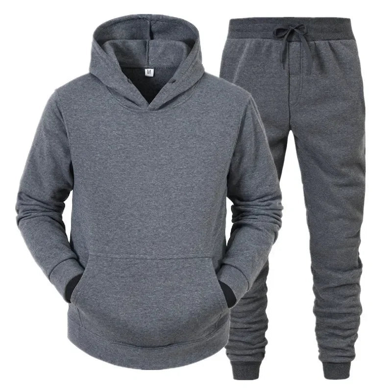 Basic Men/Women 2Pcs/Sets Sweatshirt Hoodies Pants 2024 Male Gyms Fitness Tops Joggers Sportswear Tracksuits ATFH