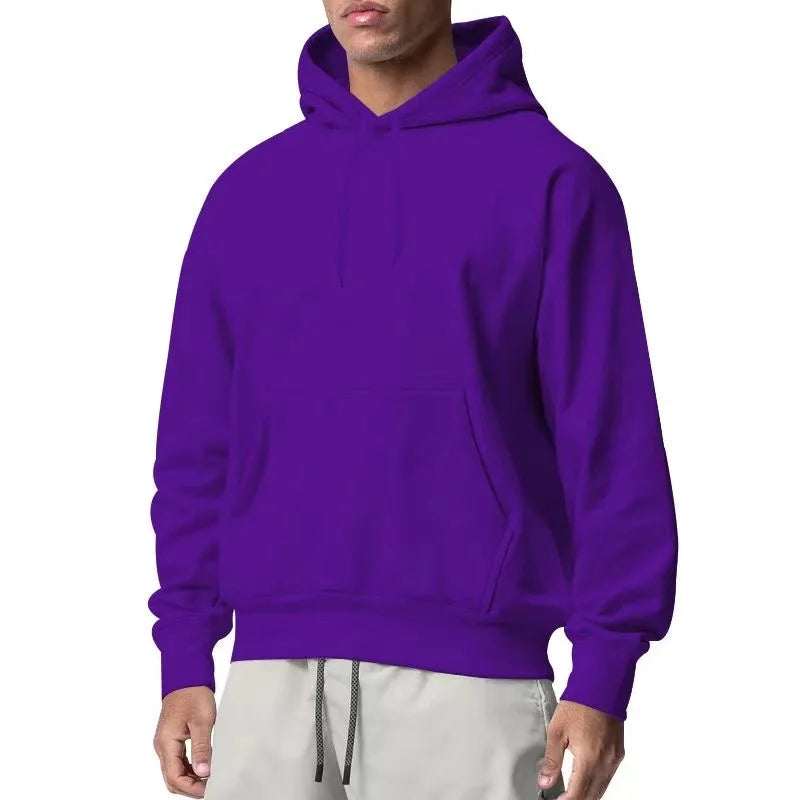 Cotton Hooded Sweatshirt, Solid Color Fashion Fit Sweatshirt, Autumn and Winter Fashion Sweatshirt, Suitable for Going Out - ATFH