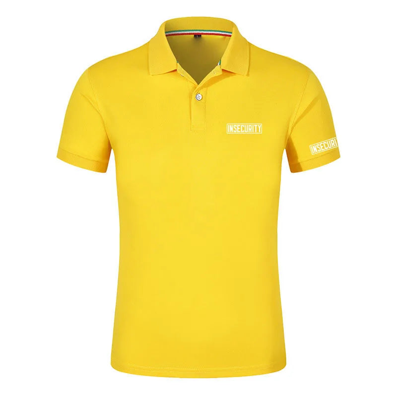 Insecurity Men's Short Sleeve Solid Color Polo Shirt Breathable Comfortable Elastic Top New Arrivals Casual Business Style
