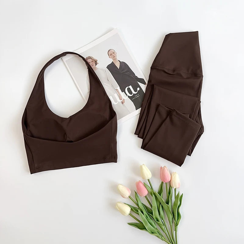 Women's 2PCS Sex Gym Impact Yoga Sports Bra Legging Yoga Set Naked Feel High Stretch Comfortable Workout Sportswear Set - ATFH
