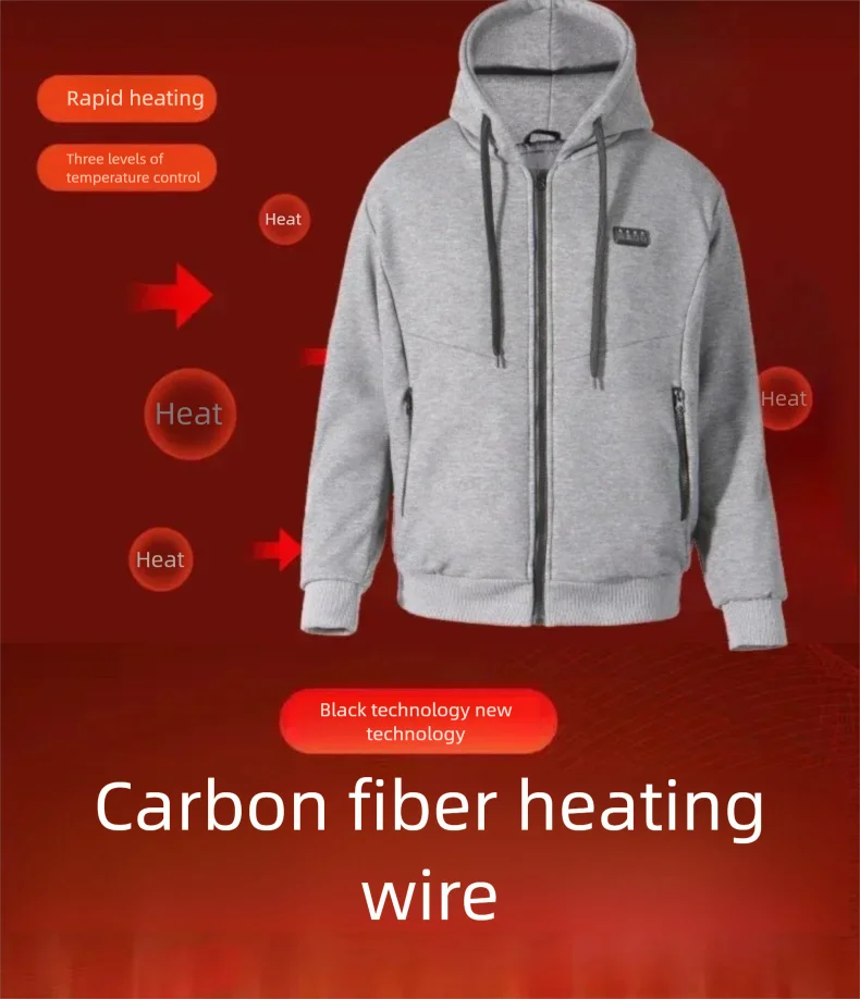 23 Areas Intelligent Warm Heated Hoodie Couple Style Outdoor Casual Four Control Constant Temperature Heating Hooded Sweatshirt - ATFH