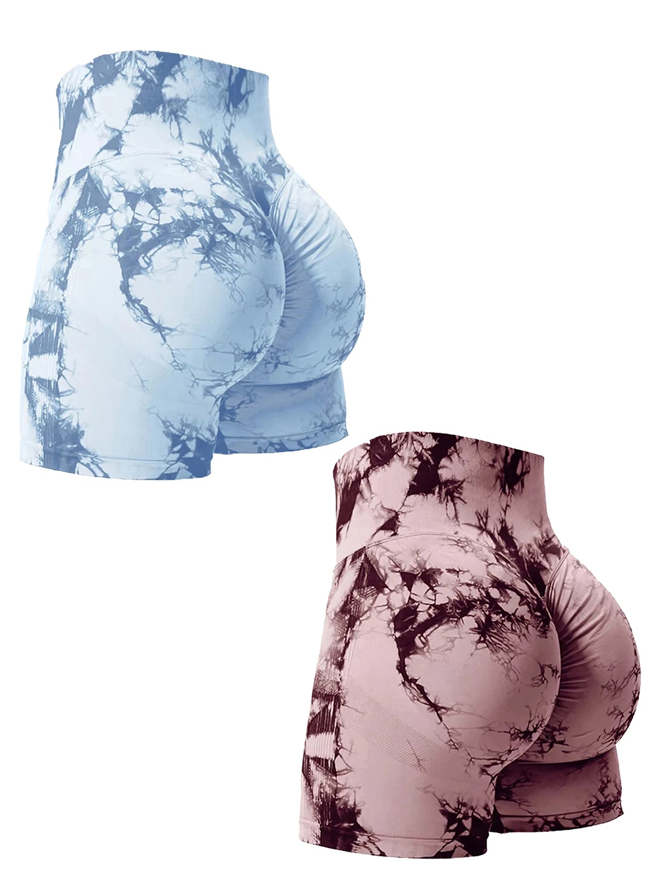 2PCS Tie Dye Butt Lifting Sexy Gym Shorts Woman Skinny Stretch High Waist Sport Shorts Casual Seamless Tahsi Fashion House