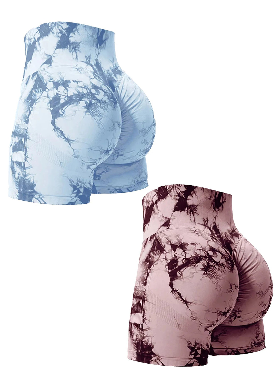 2PCS Tie Dye Butt Lifting Sexy Gym Shorts Woman Skinny Stretch High Waist Sport Shorts Casual Seamless Tahsi Fashion House
