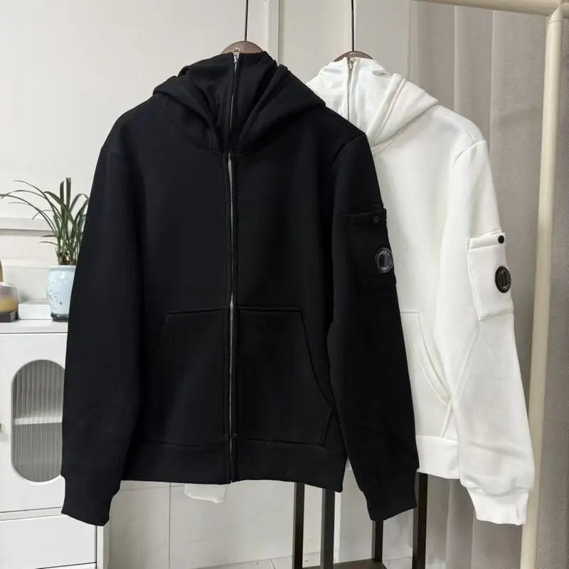 Men Zip Up Hoodie Full Zip Hooded Sweatshirt with Sleeve Pocket Comfortable Casual Streetwear Daily Wear Tops for Men Outdoor
