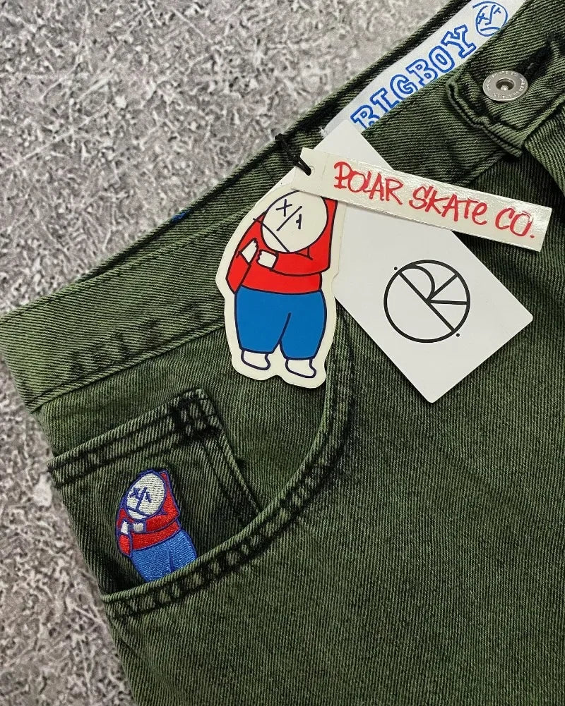 Big Boy Baggy Shorts New Harajuku Hip Hop Cartoon Graphic Embroider  Retro Denim Shorts Y2k Gym Basketball Shorts Women Clothing ATFH