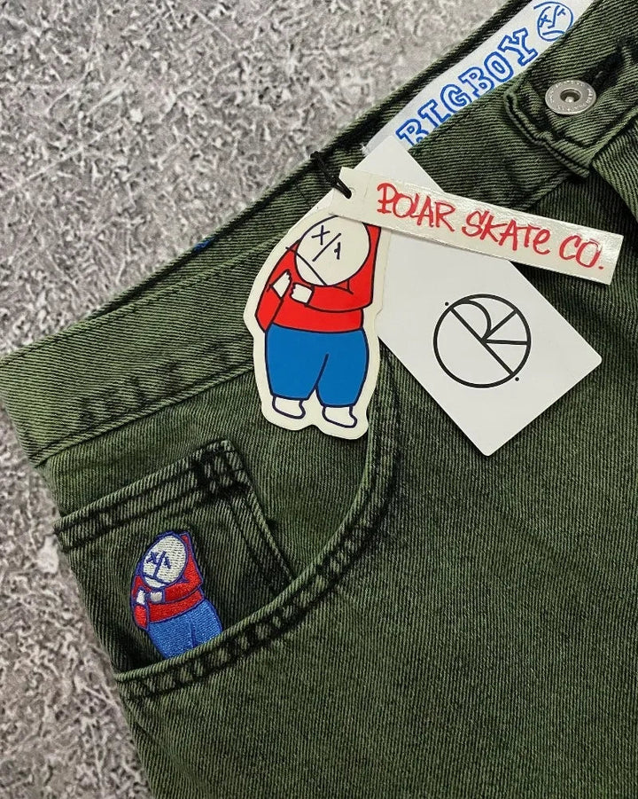 Big Boy Baggy Shorts New Harajuku Hip Hop Cartoon Graphic Embroider  Retro Denim Shorts Y2k Gym Basketball Shorts Women Clothing ATFH
