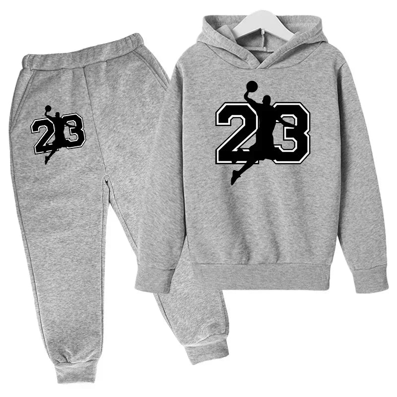 Pullover Toddler SuitChildren Basketball  Clothing Hoodies+Pant Set Girls Boys 3-12 Years Kids Coat Spring Autumn Sports - ATFH