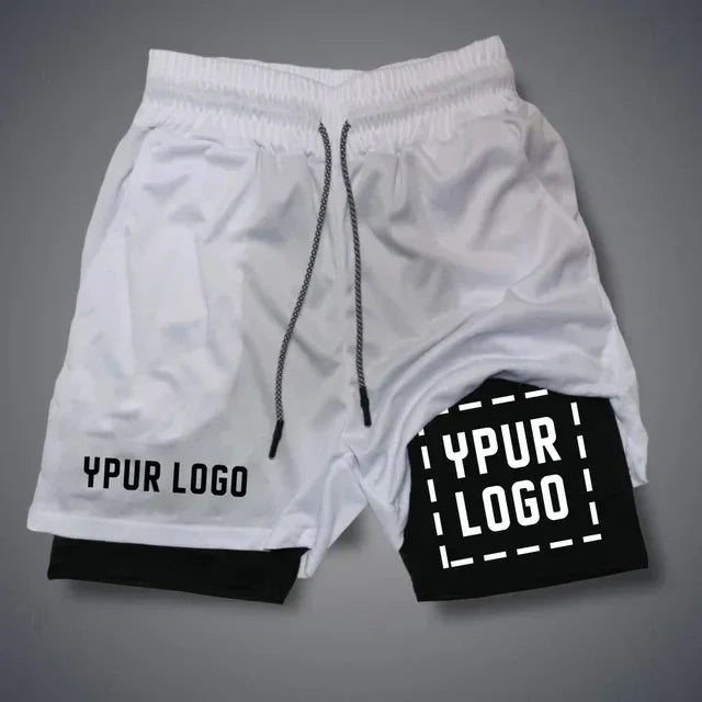 Double Layer Compression Shorts for Men - Quick Dry Gym & Athletic Pants, Custom Logo Sportswear