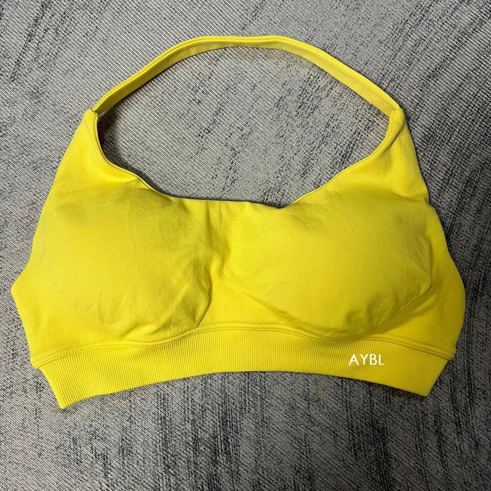 Impact Sports Bra Women Seamless Yoga Underwear Halter Neck Strap Open Back Design Gym Top Workout Fitness Running Bra - ATFH