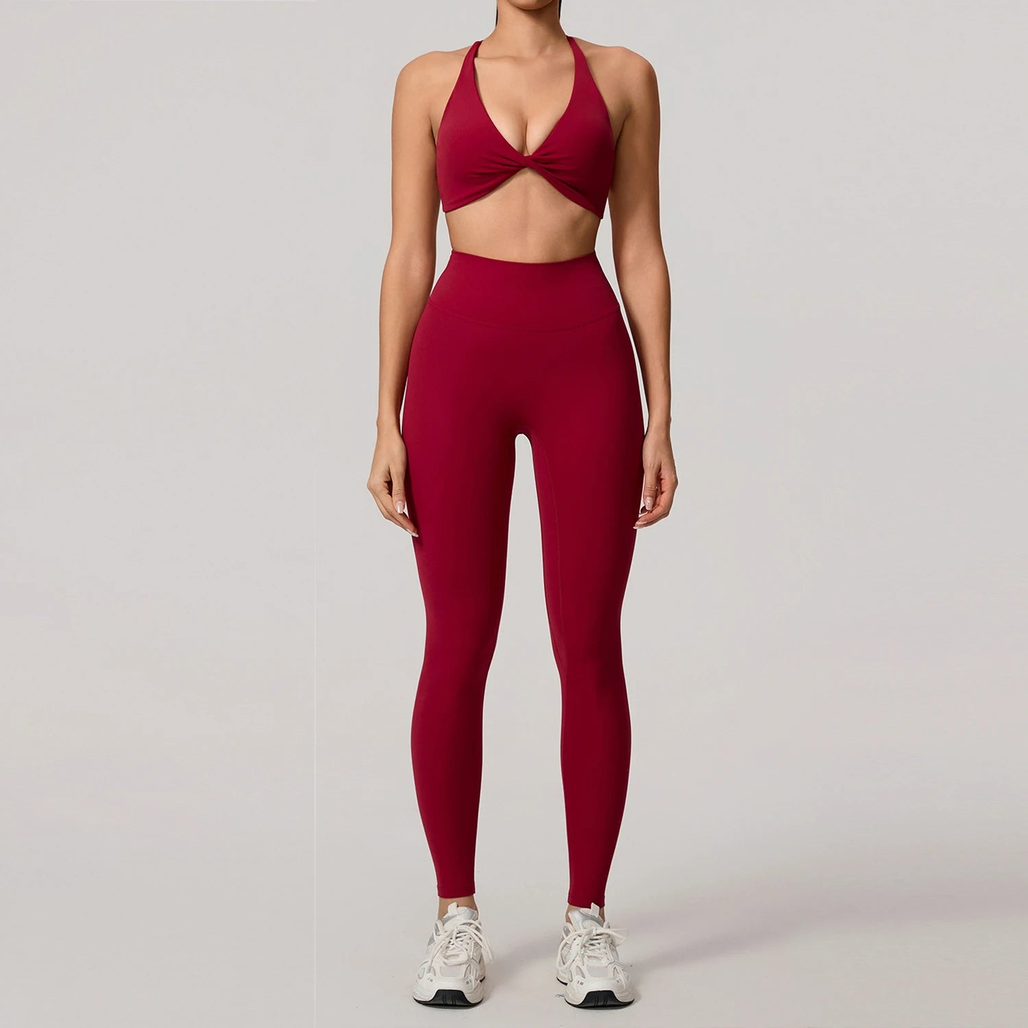 New Summer 2Pcs Women's Quick-Dry Sports Set V-Shaped Bra Female Sleeveless Yoga Outfit Gym Two-Piece Woman Sport Clothes - ATFH