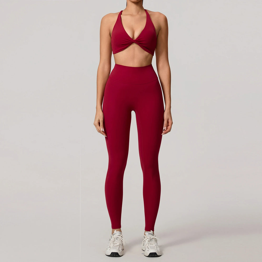 New Summer 2Pcs Women's Quick-Dry Sports Set V-Shaped Bra Female Sleeveless Yoga Outfit Gym Two-Piece Woman Sport Clothes - ATFH