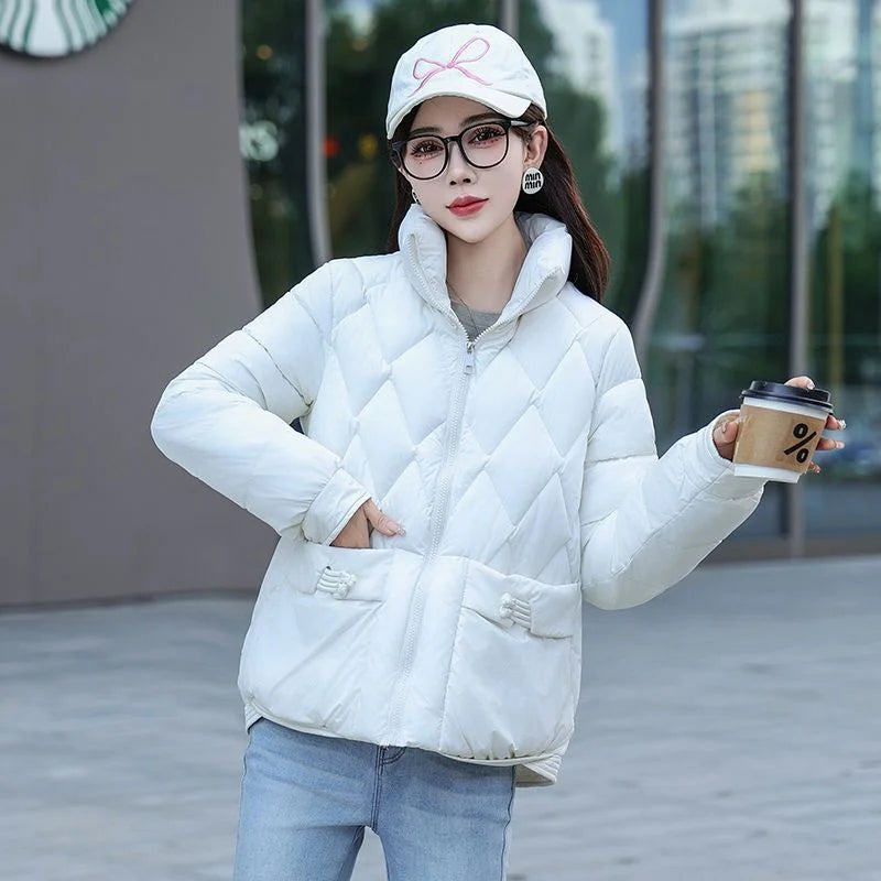 New Short Parka Coat Standing Collar Thicken Down Cotton Jacket Winter Warm Bread Jackets Korean Women Receive High Praise ATFH