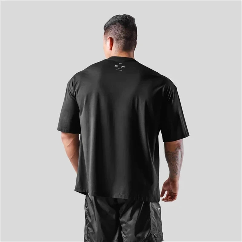 LYFT JP&UK Brand Men T-shirt Casual Gym Short Sleeve 100% Cotton Fitness T Shirt Bodybuilding Workout Print Tees Tops Clothing ATFH
