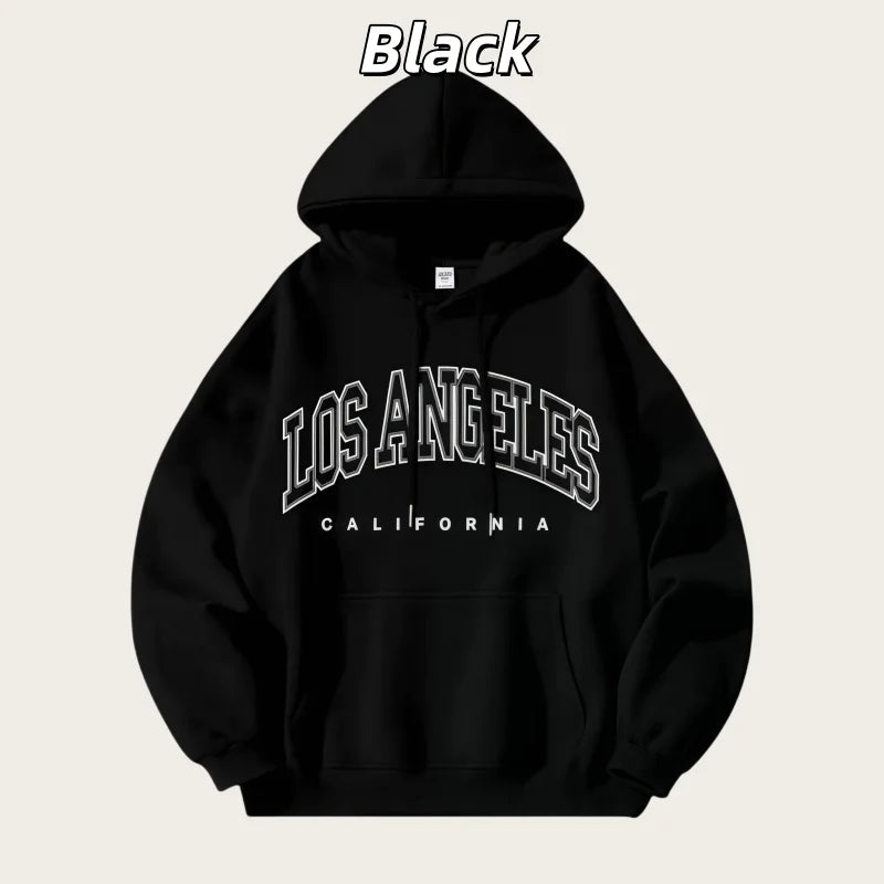 American Fashion Trend Unisex Autumn and Winter Fleece-Lined Thick Oversized American-Style Printed Jacket Loose Casual Street Style Hooded Sweatshirt - ATFH