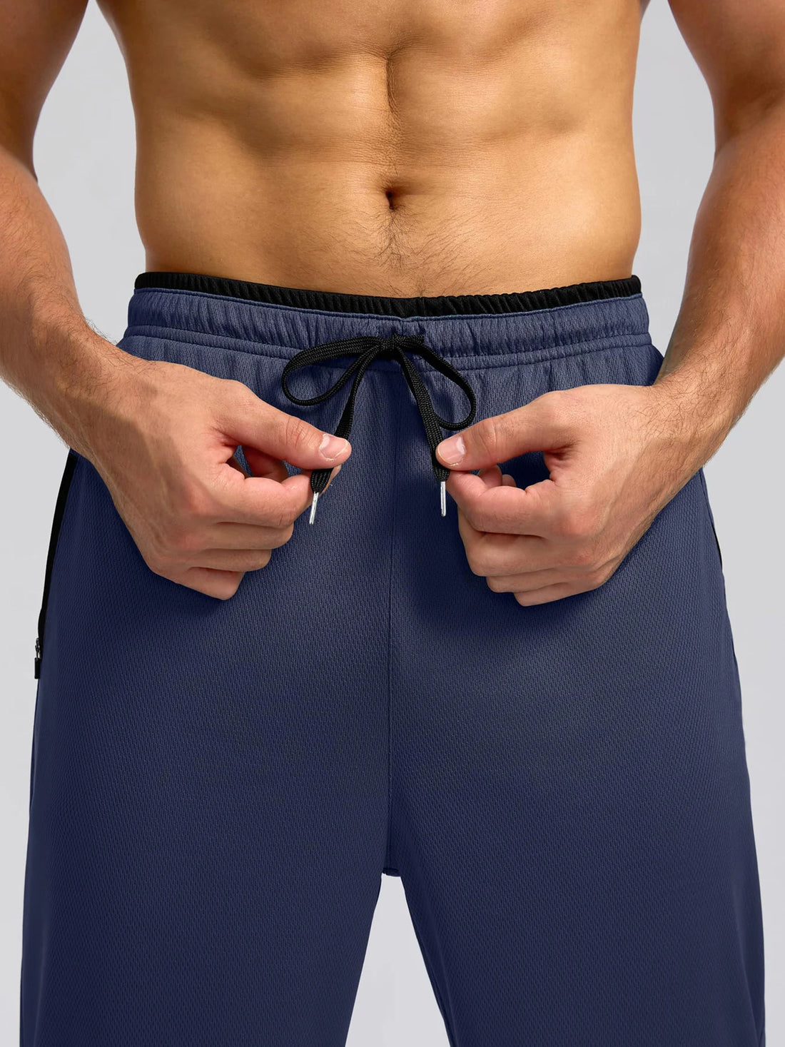 2026 Spring and Summer New Men's Zipper Pocket Solid Color Casual Pants Outdoor Sports Training Breathable Loose Straight Pants