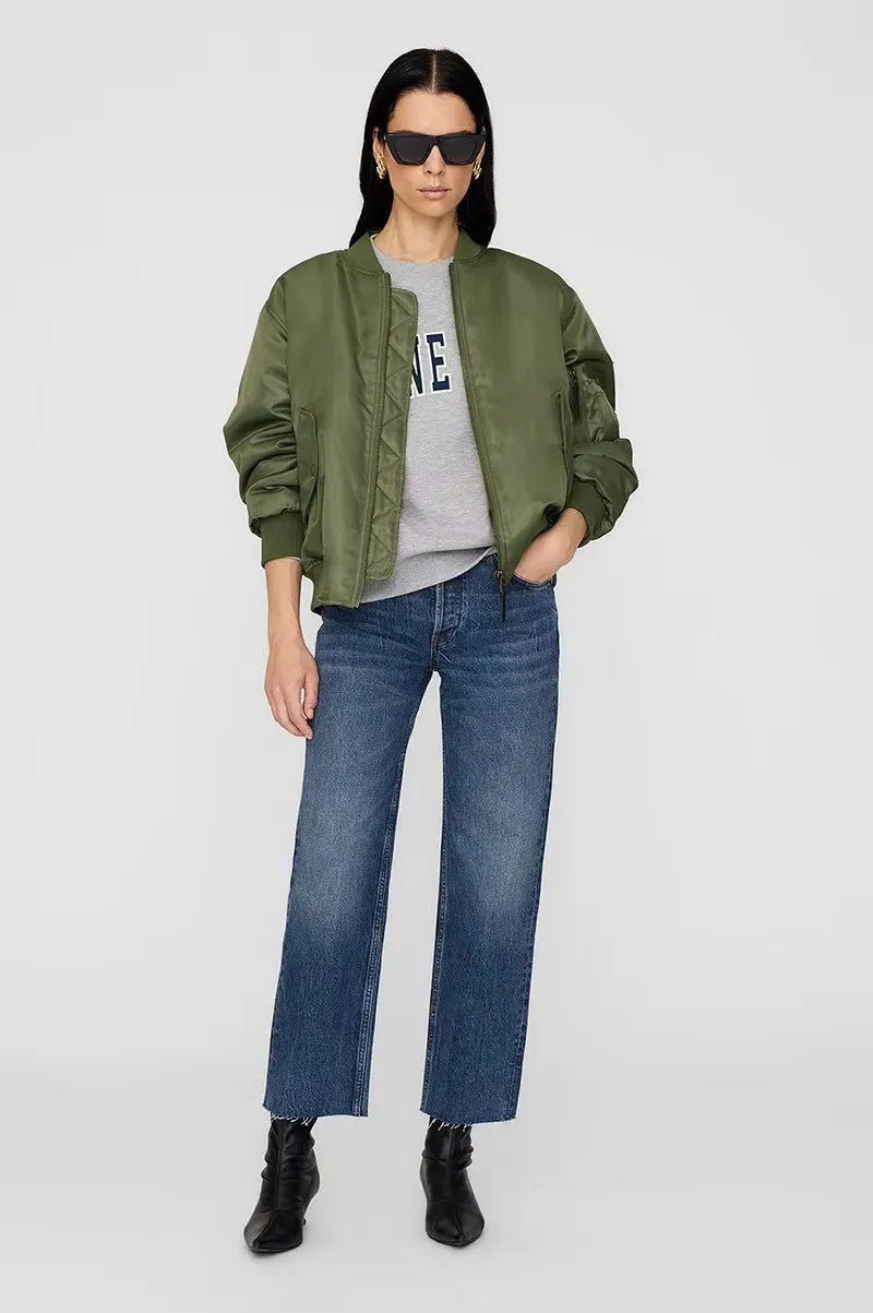 2025 Winter New North American Niche Classic Letter BING Printed Inner Fleece High Neck Loose Women's Sweatshirt - ATFH