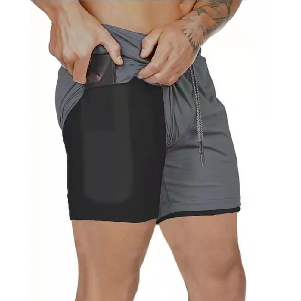 2026 Summer Running Shorts Men 2 in 1 Sports Jogging Fitness Shorts Training Quick Dry Mens Gym Men Shorts Sport gym Short Pants