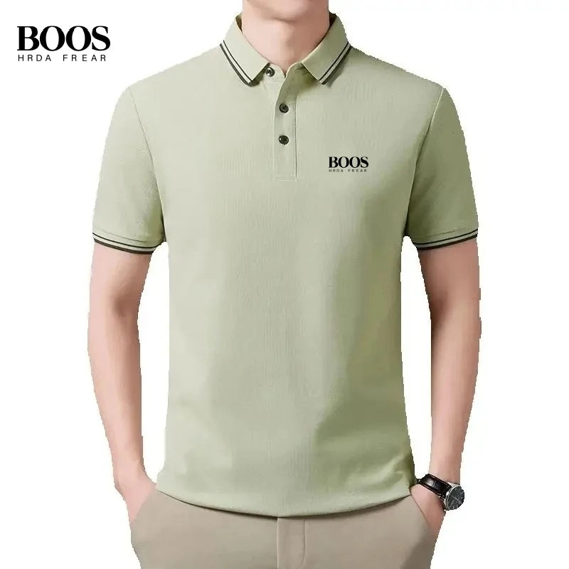 Summer men's high-quality embroidered logo short sleeved polo shirt, new fashionable and casual breathable T-shirt top