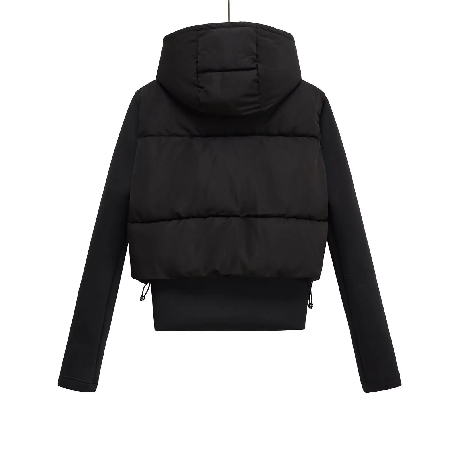2025 WOMAN  Autumn New Fashion Short Stitching Hooded cotton-padded jacket Chic Zipper Joker Coat Outerwear Mujer
