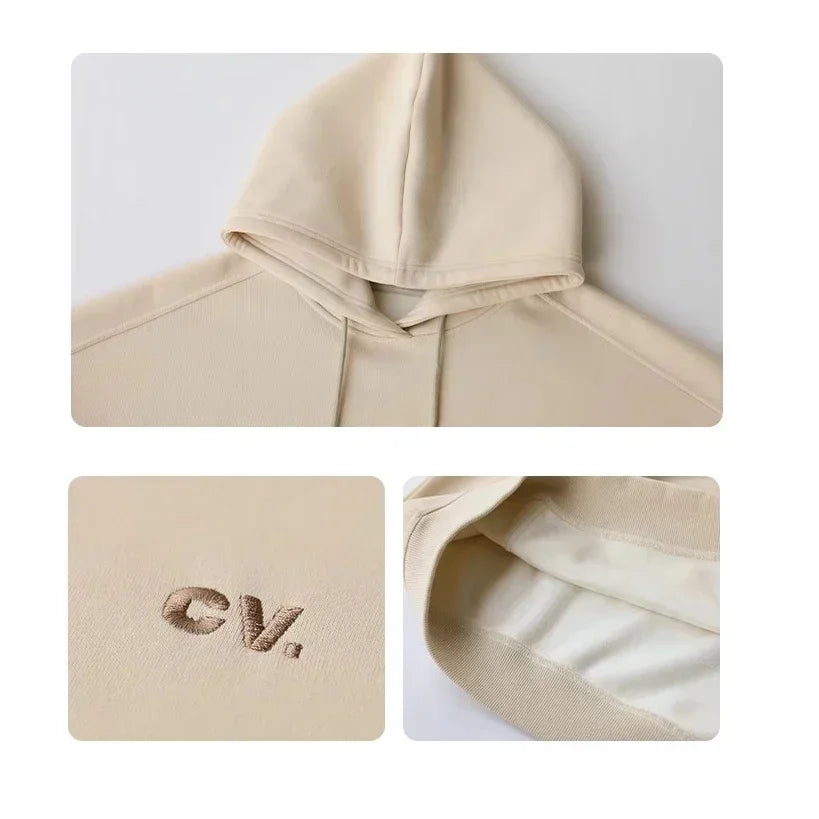 CHIC VEN Women's Sweatshirts Casual Hooded Soild Letter Embroidered Tops Loose Plush Warm Pullover for Woman Autumn Winter 2023