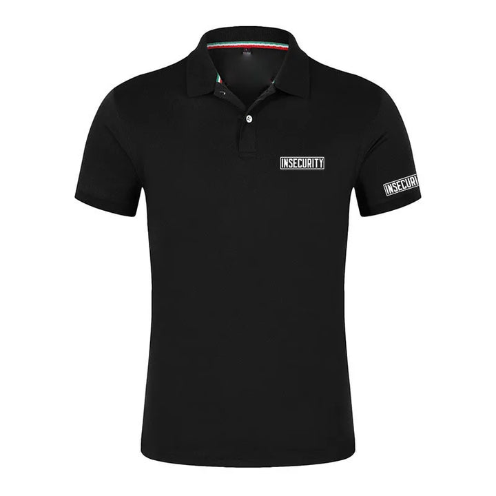 Insecurity Men's Short Sleeve Solid Color Polo Shirt Breathable Comfortable Elastic Top New Arrivals Casual Business Style
