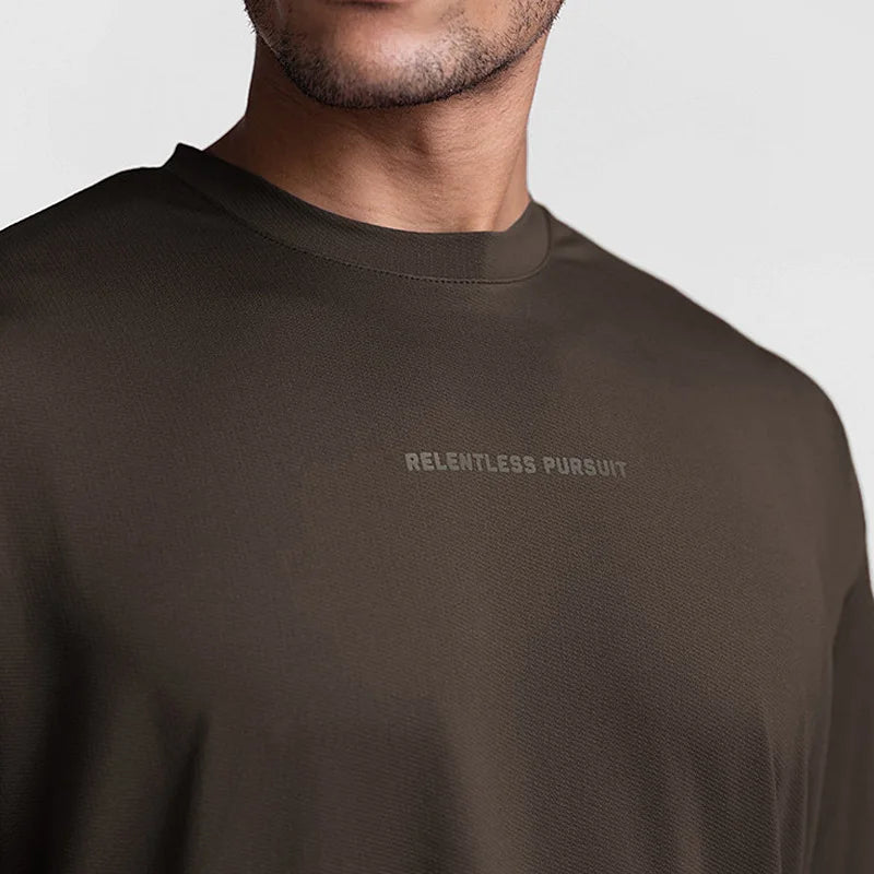 Men's Gym Polyester Quick Dry Running T Shirt Fitness Casual Shirt Training Exercise Clothes Sport Shirt Tops Lightweight ATFH