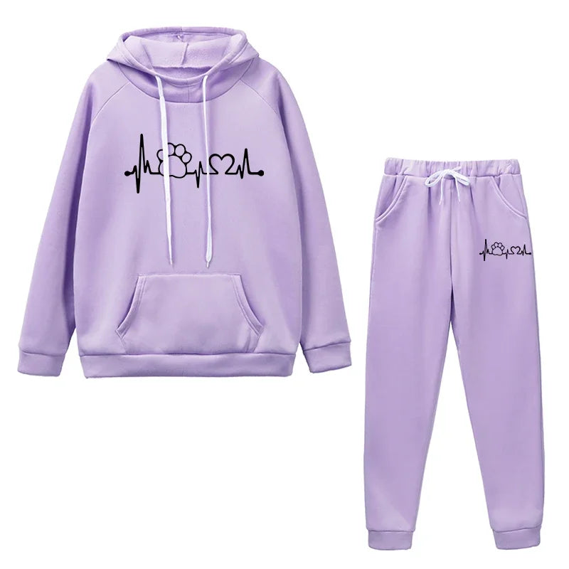 2025 Autumn and Winter 2 Piece Set Women Hoodies Pant Clothing Clothes Pullover Women Tracksuit Set Top Sweatshirts Sweatpants