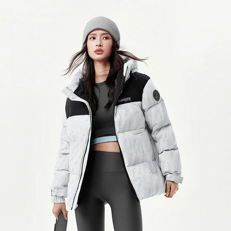 Bosideng Unisex Hooded Short Puffer Jacket Windproof Warm Winter Coat With Inner Pocket And Adjustable Cuffs For Outdoor Street