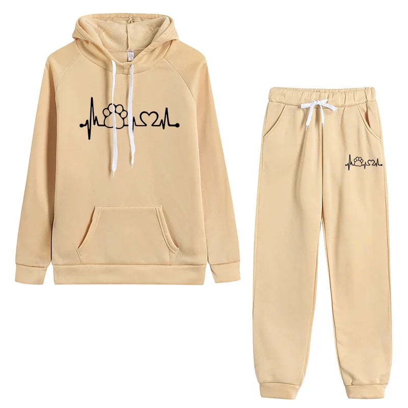 2025 Autumn and Winter 2 Piece Set Women Hoodies Pant Clothing Clothes Pullover Women Tracksuit Set Top Sweatshirts Sweatpants