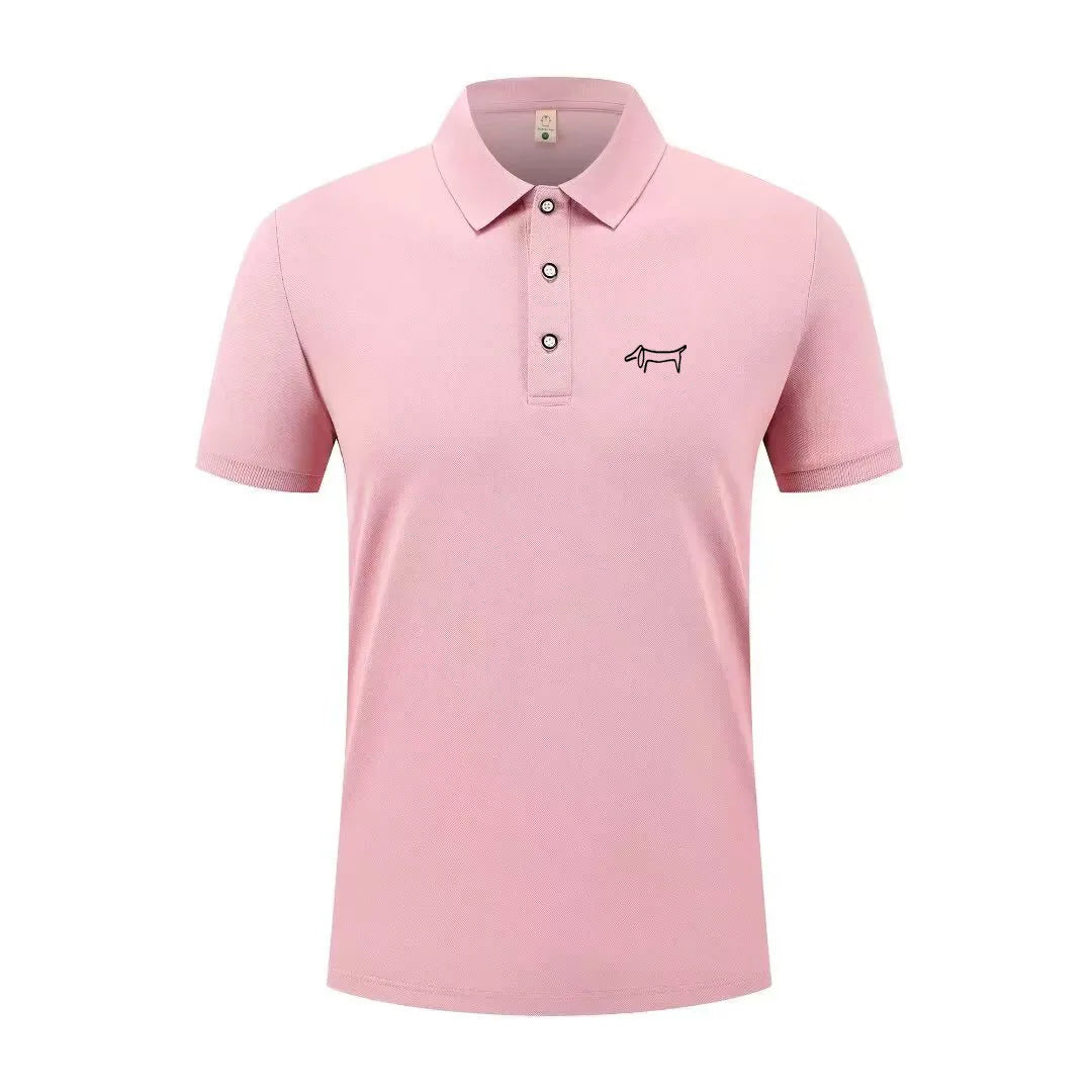 High end luxury men's new T-shirt collar button letter print European style summer hot selling casual sports men's clothing