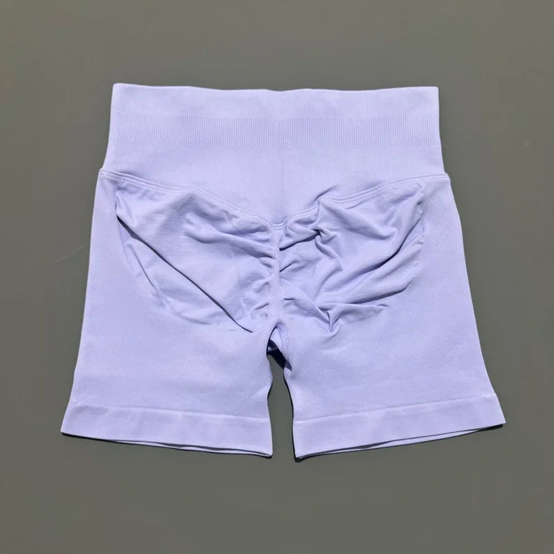 HISTELLO Impact Shorts Women Gym Workout Clothing Low Ribbed Band Sports Yoga Short Pants Seamless Butt Lift Running Leggings