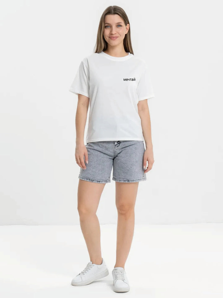 Porzingis Female White Cotton Tee Casual Summer O-neck Women's T Shirt With Russian Inscriptions - ATFH
