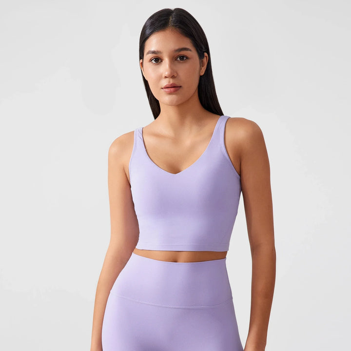 Sports Bra for Women Yoga Top Fixed Chest Pad Gym Vest Shock-proof Workout Tops Yoga Clothes U-shaped Back Fitness Crop Top - ATFH