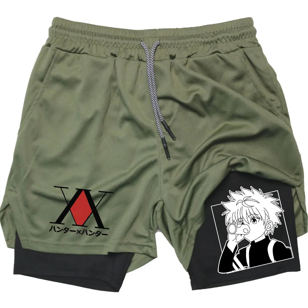 Anime Hunter X Performance Shorts Quick Dry Athletics Running Workout GYM Breathable Summer Compression