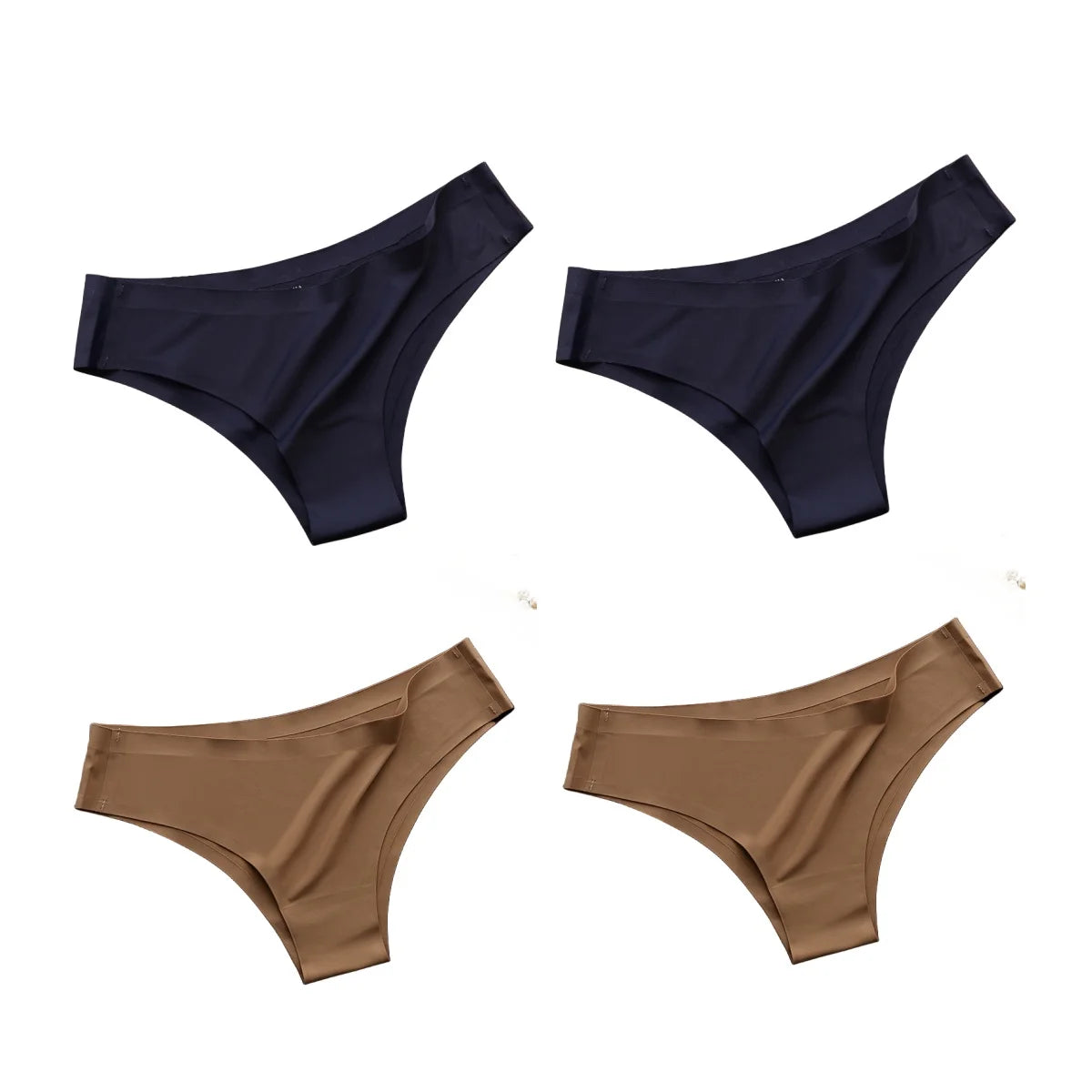 4Pcs/Set Women Ice Silk Panties Low Rise Briefs Soft Brazilian Panties Smooth Underwear Stretch Underpants Sexy Lingerie M-XL