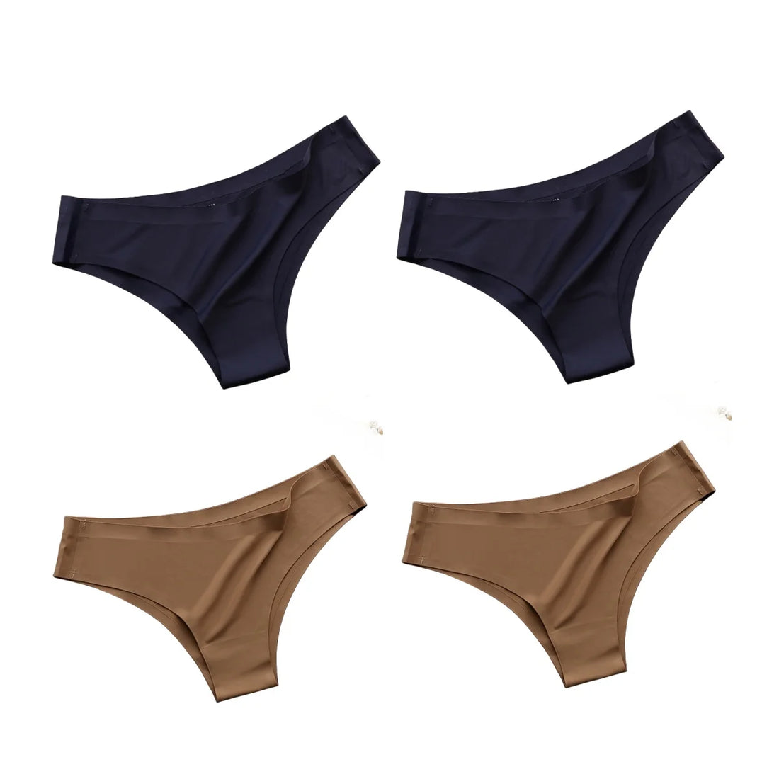 4Pcs/Set Women Ice Silk Panties Low Rise Briefs Soft Brazilian Panties Smooth Underwear Stretch Underpants Sexy Lingerie M-XL