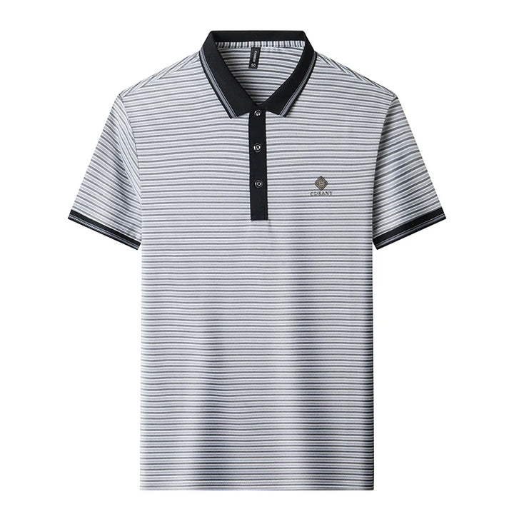 Unique fashion stripe short sleeve polo shirt high-end brand letter embossed men's business casual new summer breathable T-shirt