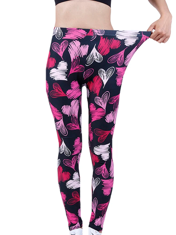 CUHAKCI Fashion Women Leggings Beautiful Leaf Floral Printing High Waist Jeggings Stretch Pant Sexy Hot Sale Clothing Mujer - ATFH