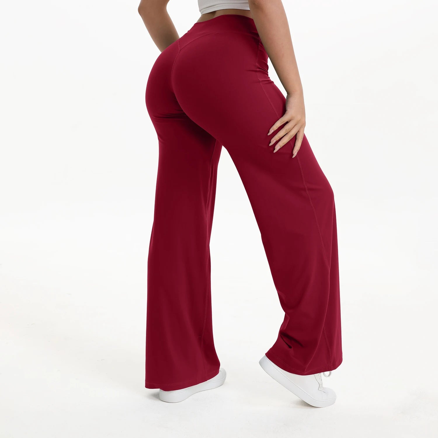 SoftMotion Straight Leg Bottoms Women's Mid-Waist Yoga Pants GYM Leggings Naked Feel Pilates Running Sports Trousers ATFH