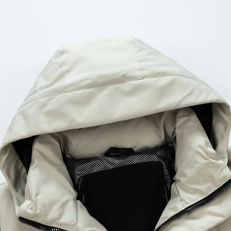 New White Duck Down Jacket Men Winter Mid Long Coat Hooded Thicken Warm Couple Outerwear Mens Puffer Jacket Parka Daily